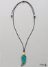 Boho Necklace, Blue Agate Leaf Pendant